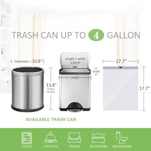 4 Gallon Drawstring Trash Bags - 140 Count Small White Garbage Bin Liners