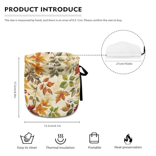 Insulated Tea Cozy with Maple Leaf Print - Elastic Teapot Warmer Cover