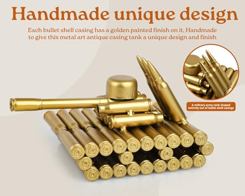 Metal Tank Sculpture Handmade Bullet Casing Figurine Desk Decor