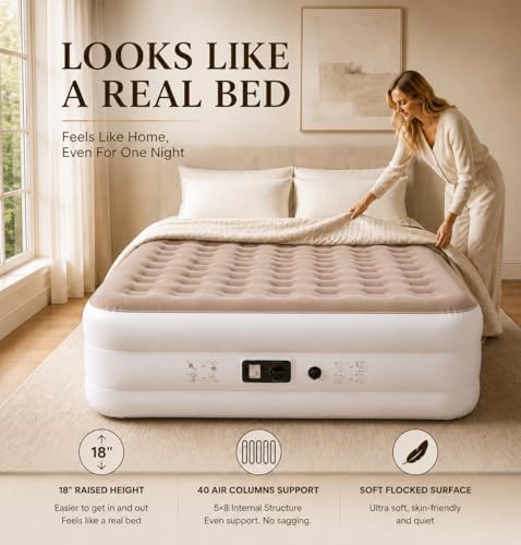 Queen Air Mattress with Built-in Pump - 18" Inflatable Bed