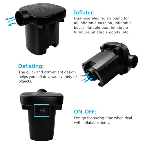 Electric Inflatable Bed Pump with 3 Nozzles & Free Swim Ring