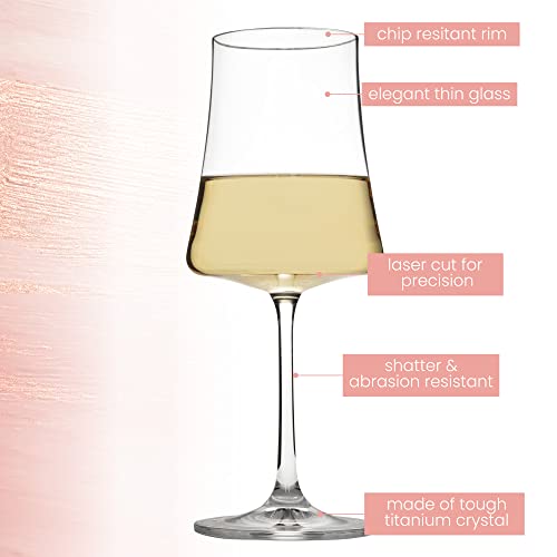BENETI 15oz Crystal Wine Glasses Set of 2 - Handmade European Stemware