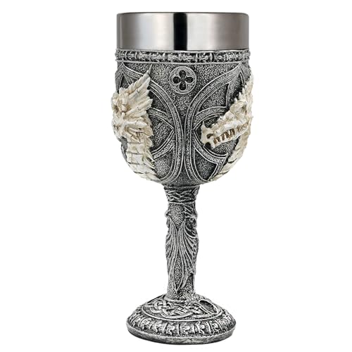 Medieval Dragon Skull Chalice, 7oz Stainless Steel Gothic Goblet