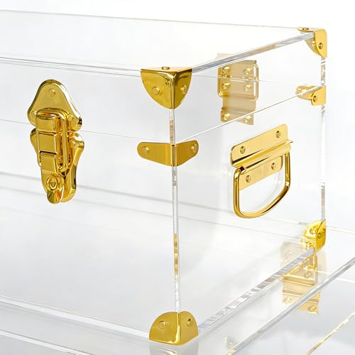Clear Acrylic Storage Trunk Set, Decorative Keepsake Box with Handles