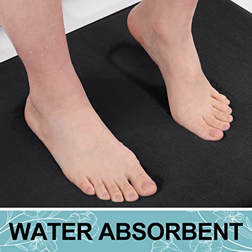 Smiry Memory Foam Bath Mat 30x20 Extra Soft Absorbent Black Rug