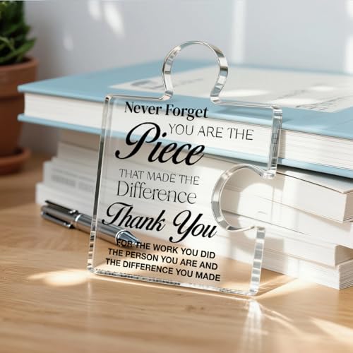 Acrylic Puzzle Piece Thank You Gift for Coworkers, Office Appreciation Plaque