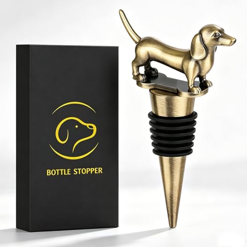 LKKCHER Bronze Dachshund Wine Stopper - Dog-Shaped Bottle Sealer Gift for Wine Lovers