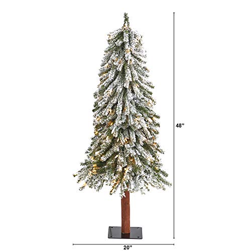 Pre-Lit Artificial Christmas Tree 4ft Flocked Holiday Decor with 100 Lights