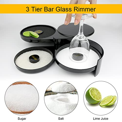 Hotorda 3-Tier Bar Glass Rimmer with Sponge for Cocktails & Margaritas