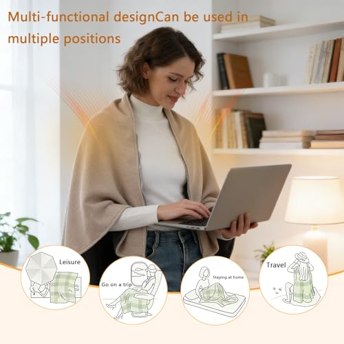 USB Heated Cotton Shawl with 3 Heating Levels for Home and Outdoor Use