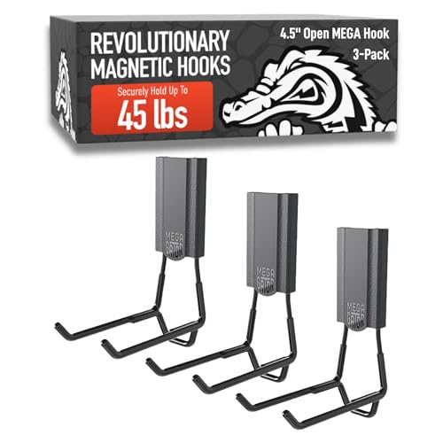 Heavy-Duty Magnetic Hooks 4.5 Inch 45 lb Capacity 3 Pack with Easy-Release