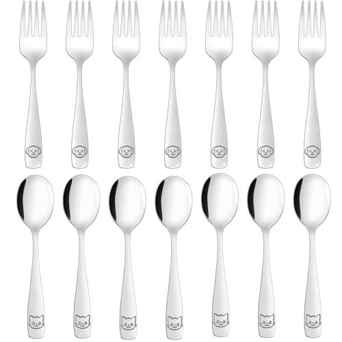 Stainless Steel Toddler Utensils Set 14-Piece Kids Silverware