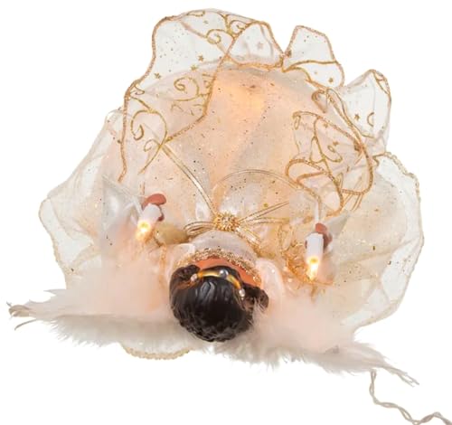 The Bridge Collection African-American Angel Tree Topper, 12" Gold Christmas
