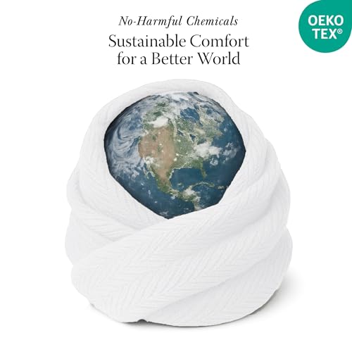 Threadmill 100% Cotton Queen Blanket - All-Season Herringbone Weave, White