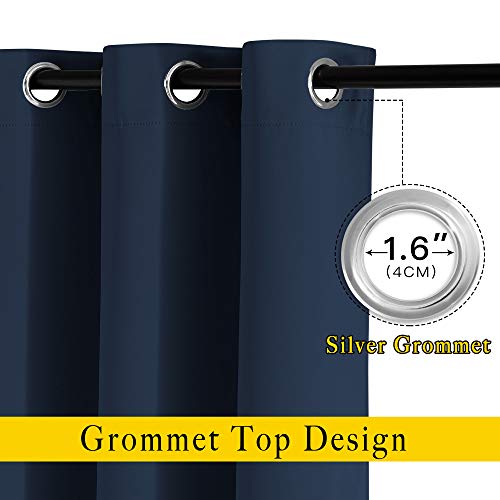 Solid Navy Blackout Curtains, Thermal Insulated Grommet Panels 52x54