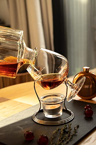 BarCraft Brandy Glass & Warmer Gift Set with 350ml Snifter, Stand & Tea Light