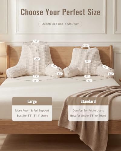 Blissful Diary Memory Foam Reading Pillow with Arms & Side Pockets - Off White