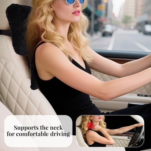 2 Pack Bow Neck Pillows - Plush Car Headrest Cushions for Comfort