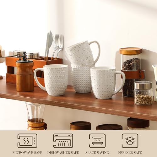 MALACASA 4-Piece Ceramic Coffee Mug Set 16oz Large White Drinkware