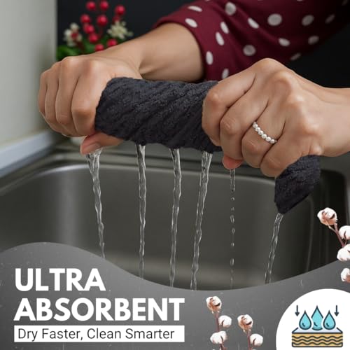 100% Cotton Kitchen Towels 6-Pack - 15x25 Absorbent Tea & Dish Towels