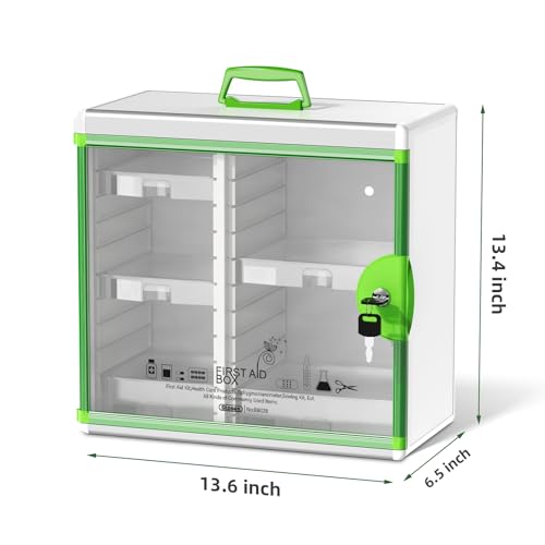 Lockable Medicine Cabinet with 5 Trays - Wall Mounted & Portable Lock Box