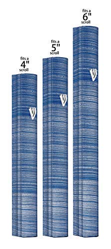 Aluminum Mezuzah Case with 3D Shin Design, 6-Inch Peel and Stick