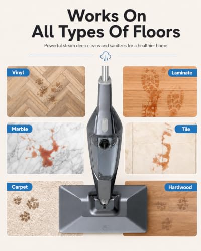 Steam Mop 14-in-1 Cleaner with Detachable Handheld Option