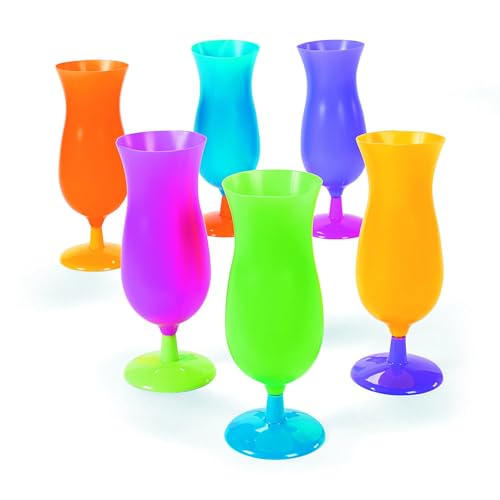14 oz Plastic Hurricane Cocktail Glasses Set of 12 - Unbreakable Party Cups