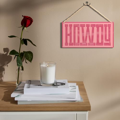 Howdy Wall Sign, Hot Pink Cowgirl Western Decor, 12x6 Inch Wood Wall Art