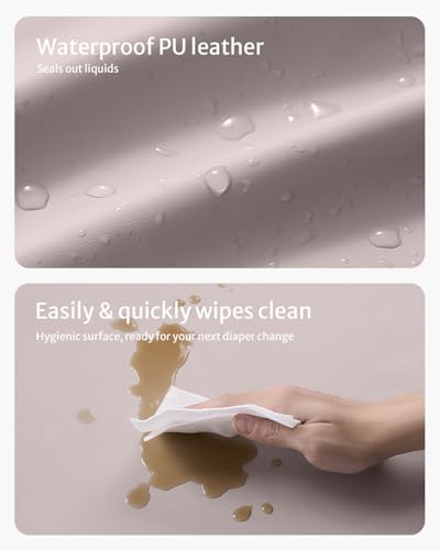 Blissful Diary Vegan Leather Waterproof Baby Changing Pad - Taupe