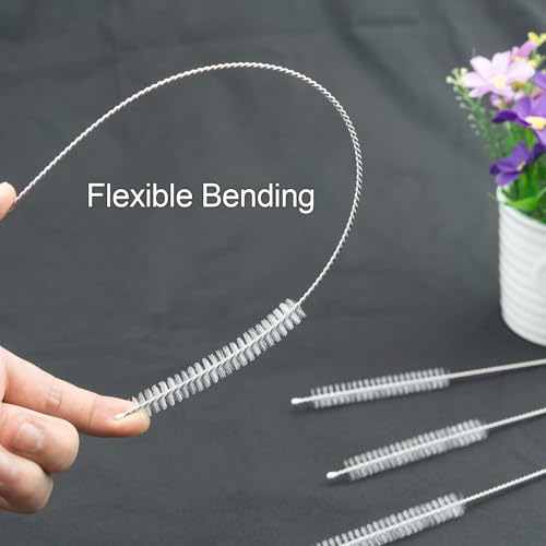 YOUCOX 4 Pack Extra Long Straw Cleaner Brushes - 11.8 Inches for 14oz-40oz Stanley Cups, Glass, Plastic & Silicone Straws - Clear