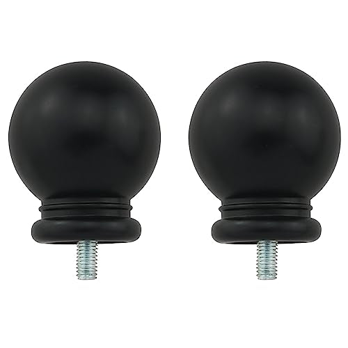Round Curtain Rod Finials, 1.4-Inch Ball Ends for 5/8-Inch Rods, 2-Pack