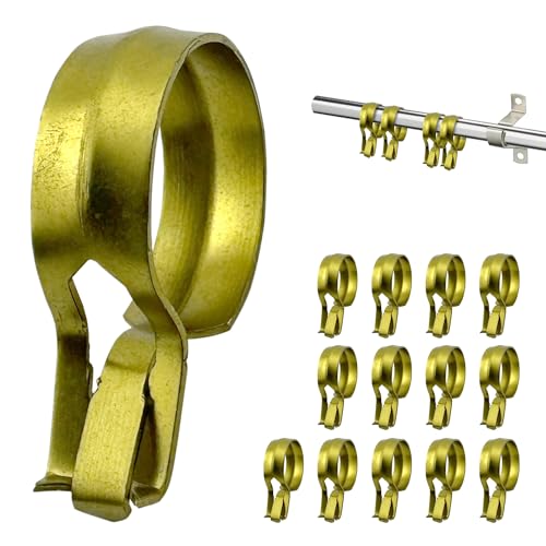 Metal Cafe Curtain Clip Rings, 3/4 Inch, 14 Pack, Brass Finish