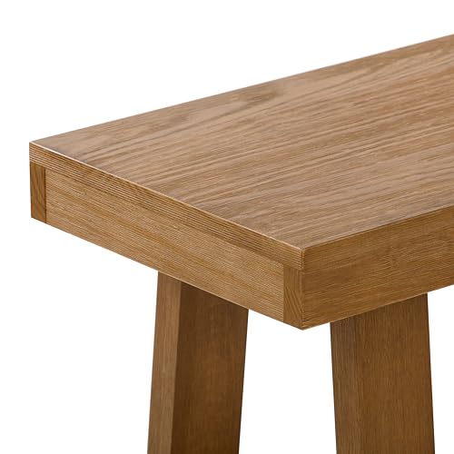 60-Inch Solid Wood Farmhouse Dining Bench, Pecan Wirebrush Finish