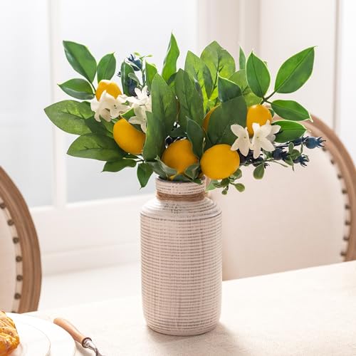 4 Pack Artificial Lemon Picks with Blueberries and Eucalyptus - 12"