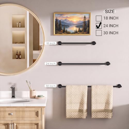 4-Piece Bathroom Hardware Set, Matte Black Stainless Steel Towel Rack