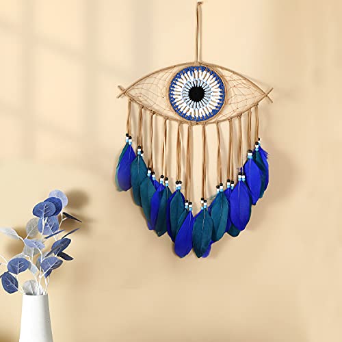 Evil Eye Dream Catcher Handmade Wall Decor 16-inch Lucky Charm