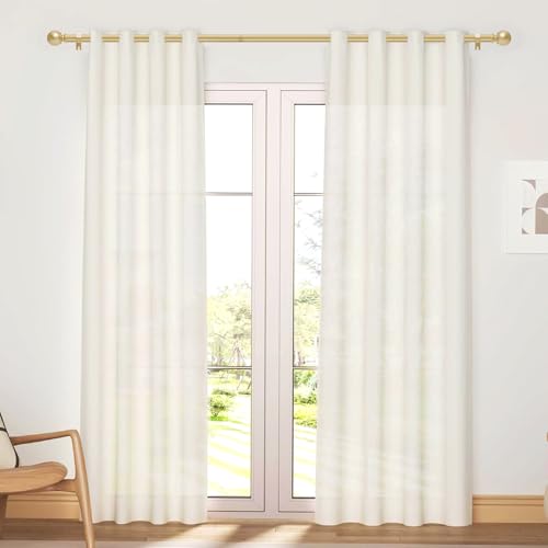 Gold Adjustable Curtain Rod 28-48 Inch - 5/8" Heavy Duty Metal Drapery Rod