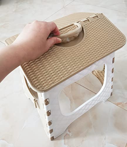 12-Inch Folding Step Stool, Anti-Slip Compact Plastic Stool, 300 lb Capacity