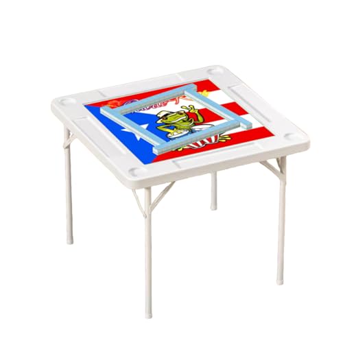 30x30 Folding Mahjong Table with Cup Holders and Chip Trays, Puerto Rico Print