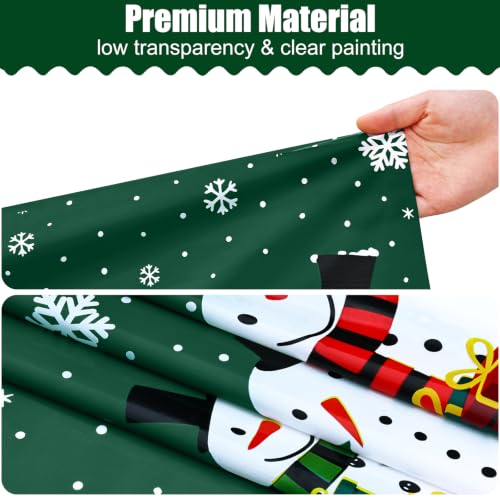 Smiry 54 x 108 Inch Christmas Green & White Disposable Tablecloths (10 Packs)