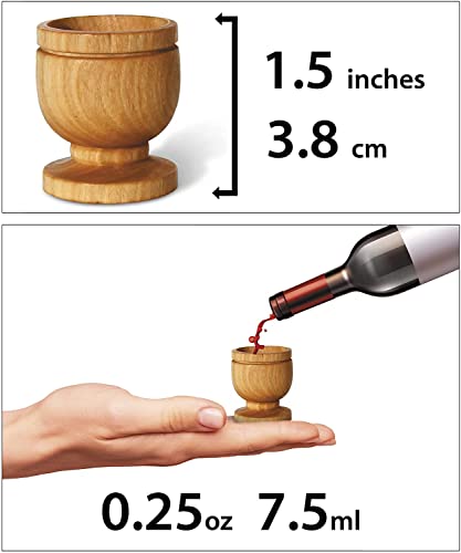 Hand-Carved Olive Wood Communion Cup Set with Bread Tray