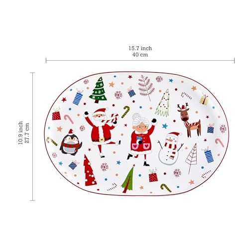 Bico 16in & 12in Ceramic Serving Platters Set – Microwave & Dishwasher Safe