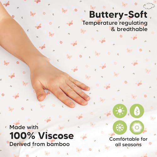KeaBabies Pack and Play Fitted Sheets 2-Pack - Soft Bamboo Viscose (38x26 in)