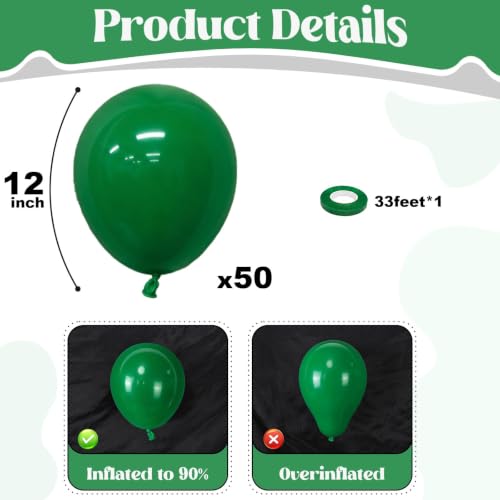 Green Latex Balloons 50 Pack 12 Inch Dark Green Party Decorations