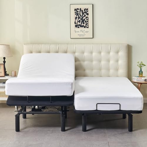 Kingnex Waterproof Split King Mattress Protector for Adjustable Beds (2 Pack)