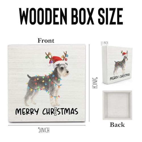 OVAcational Schnauzer Merry Christmas Wooden Sign - Dog Decor for Home & Office