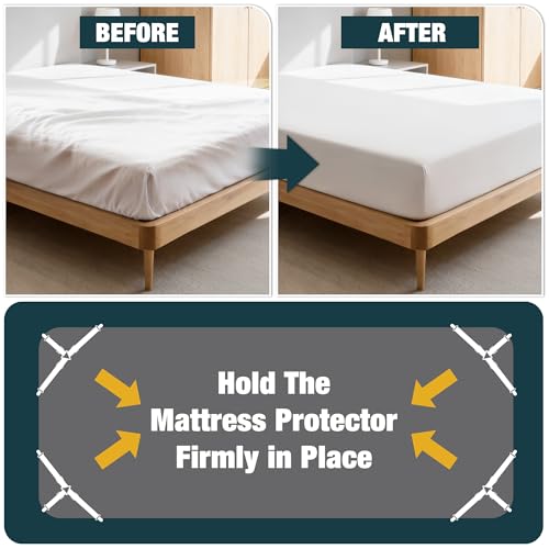 Bed Sheet Fasteners - 4 Pack Adjustable Elastic Straps with Metal Clips