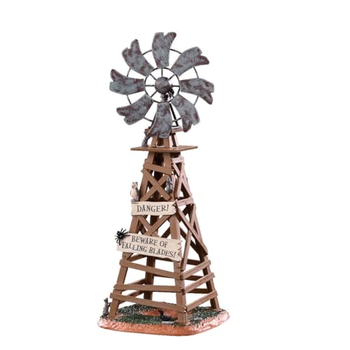 Spooky Town Dilapidated Windmill Table Accent for Halloween Village 10 Inch
