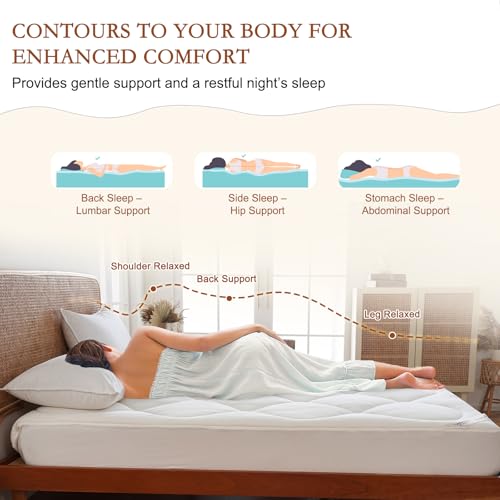 100% Wool Mattress Pad Queen - 500 GSM, Natural Cotton Cover